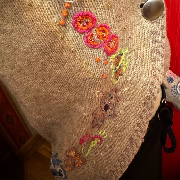 American Retro Paris embroidered knit jacket cardigan size2 - Picture 7 of 15